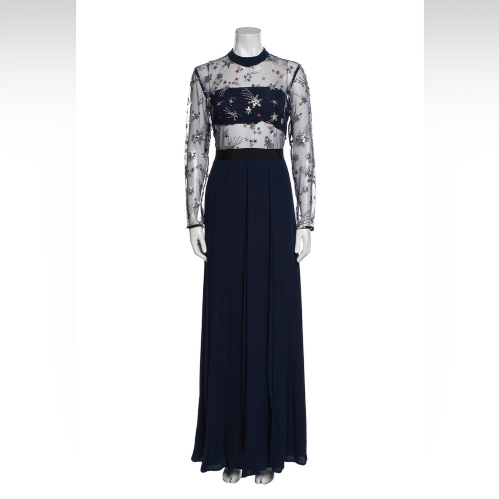 COPY - Self Portrait - Sequined Stars Formal Dress - Blue - Size 6